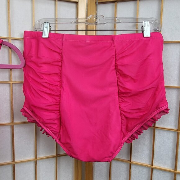 Torrid pink two-piece swimsuit bikini with ruffles high waist size 0 or 10 EUC - Picture 5 of 13